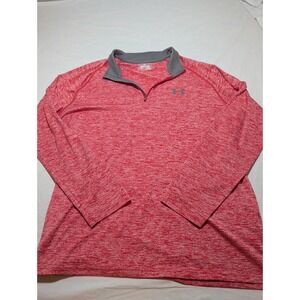 Under Armour HeatGear Mens Large Red Heathered Quarter Zip Pullover Long Sleeve